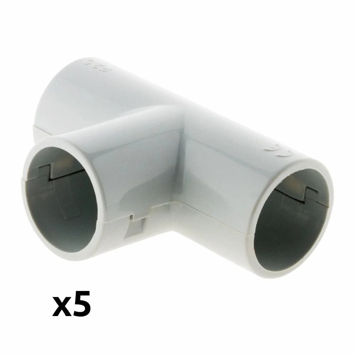 Zenitech Lot 5 Tés pour Tube IRL Ø25mm Gris