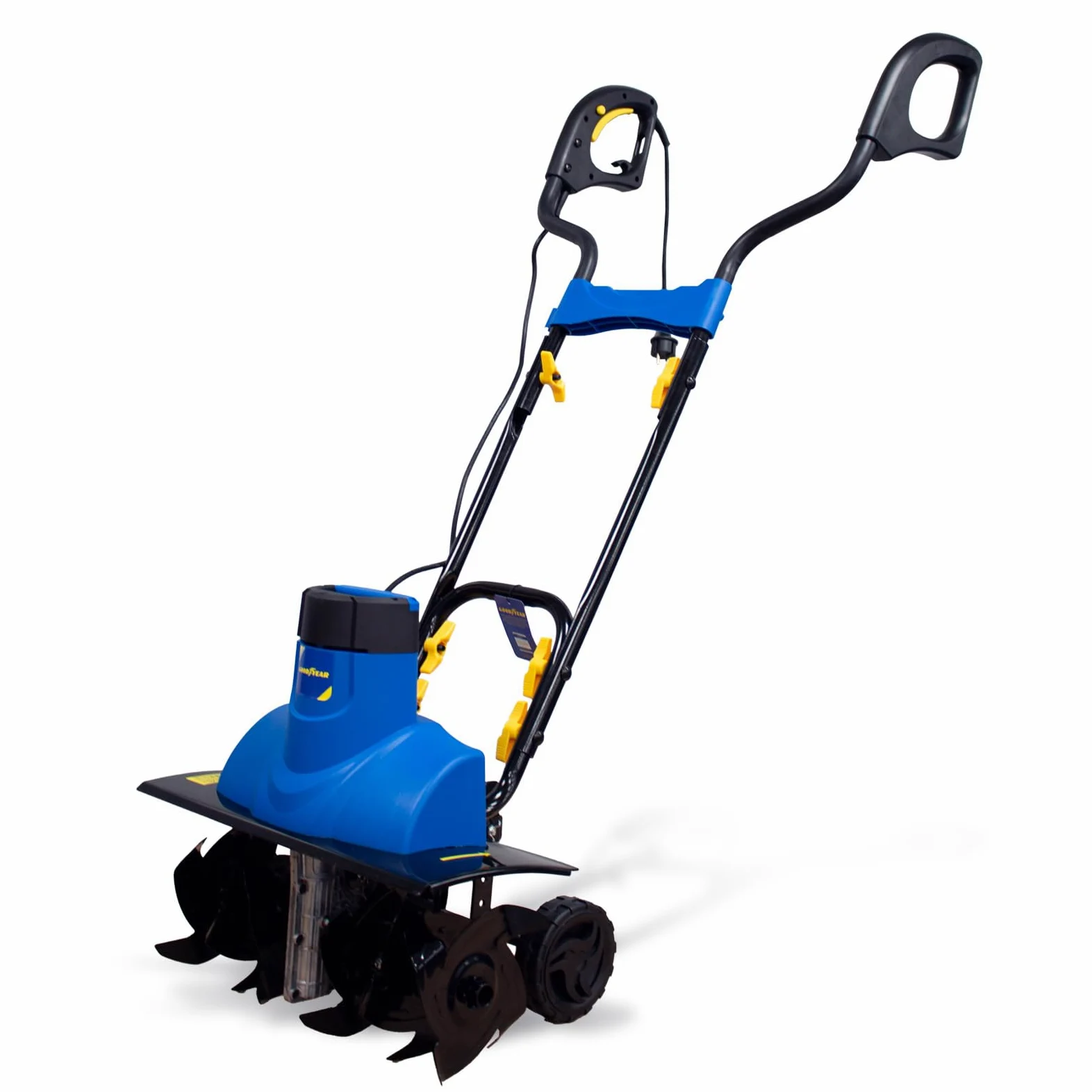 Goodyear - Motobineuse électrique 1500 W avec Roues, Largeur de Coupe 450 mm, Profondeur 180 mm, Guidon Pliable, Hauteur réglable, Protection métallique, motobineuse pour verger et Jardin