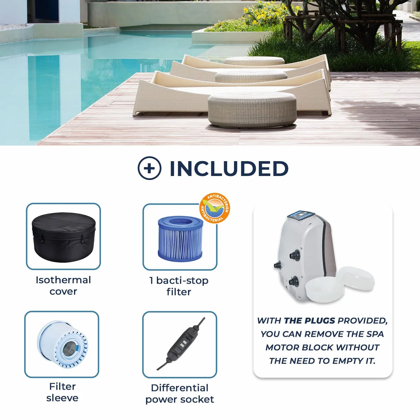 NETSPA SP-VIP140B Spa Semi Rigide Rond 4 Places