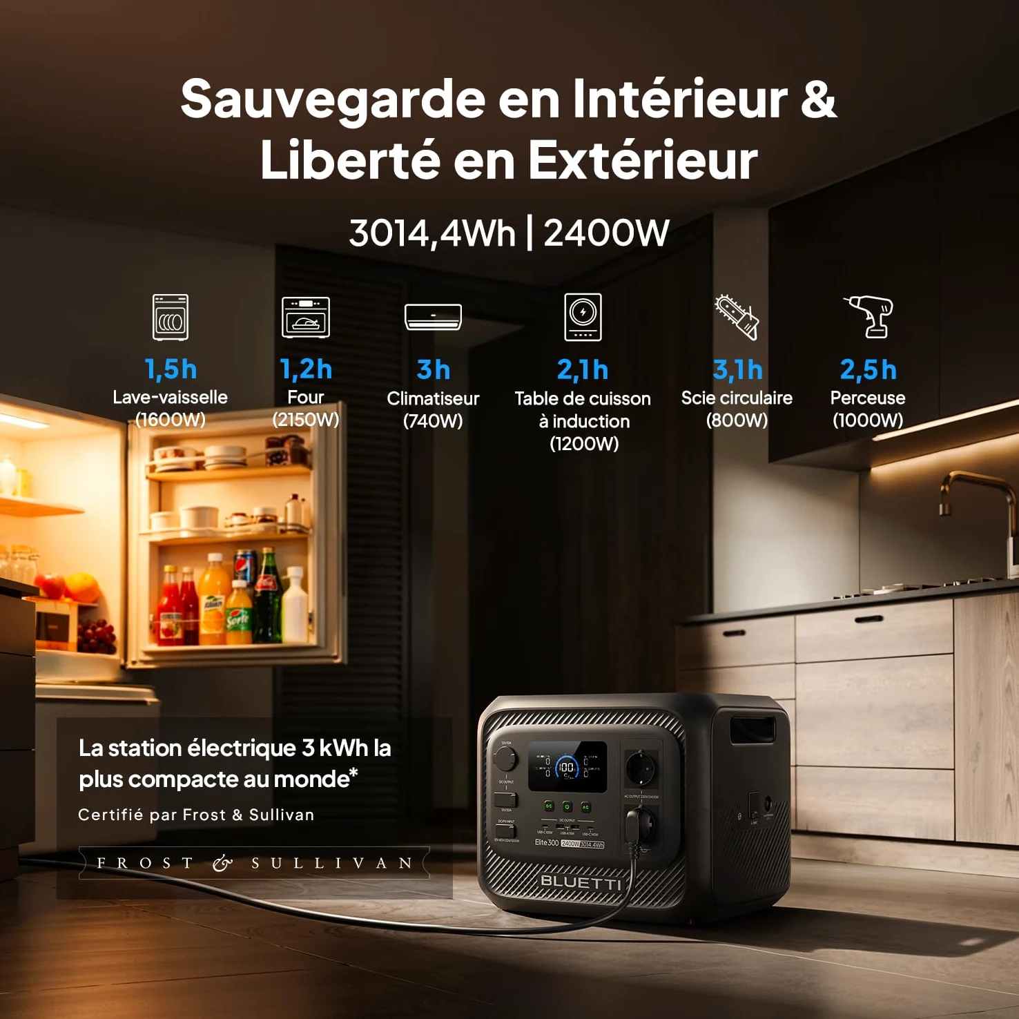 BLUETTI Elite 300 Générateur Électrique Portable (Nouveauté 2026), Batterie Nomade LiFePO4 3014,4Wh avec Prises CA 2400 W (Surge 4800 W), Compact pour Secours Domestique, Camping et Camping-Car