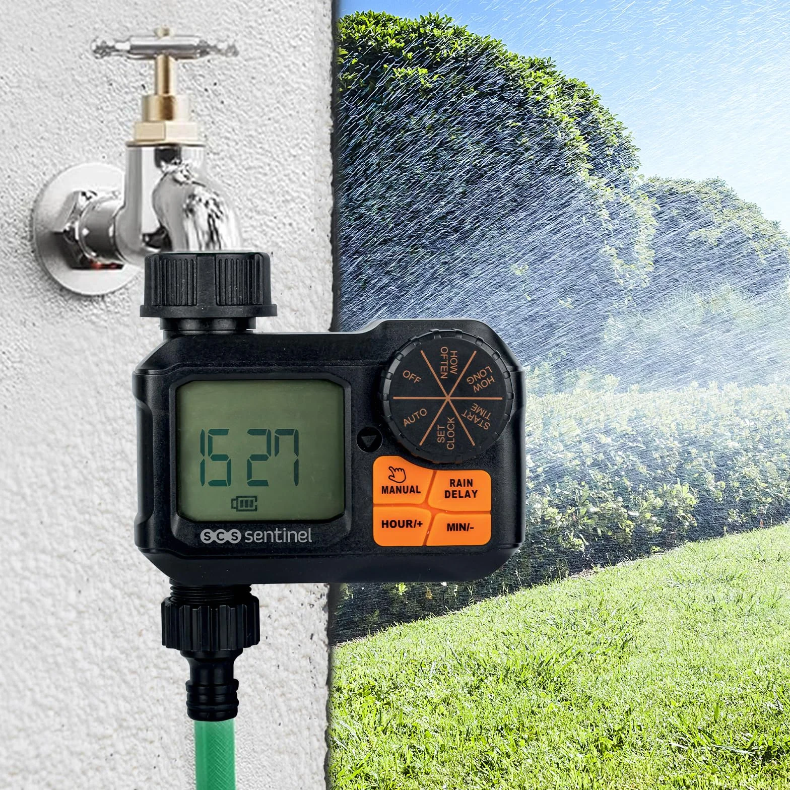 SCS Sentinel Programmateur d'Arrosage Extérieur Compact 122x64.9x118 mm Eau Froide Automatique