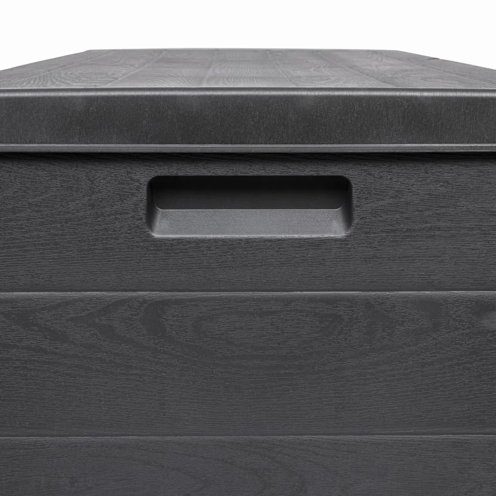 Kreher® XL Coffre de rangement/Boîte de jardin 170 L ou 340 L de volume utile avec un aspect bois moderne en anthracite! Robuste, lavable et facile à assembler ! (170 L)