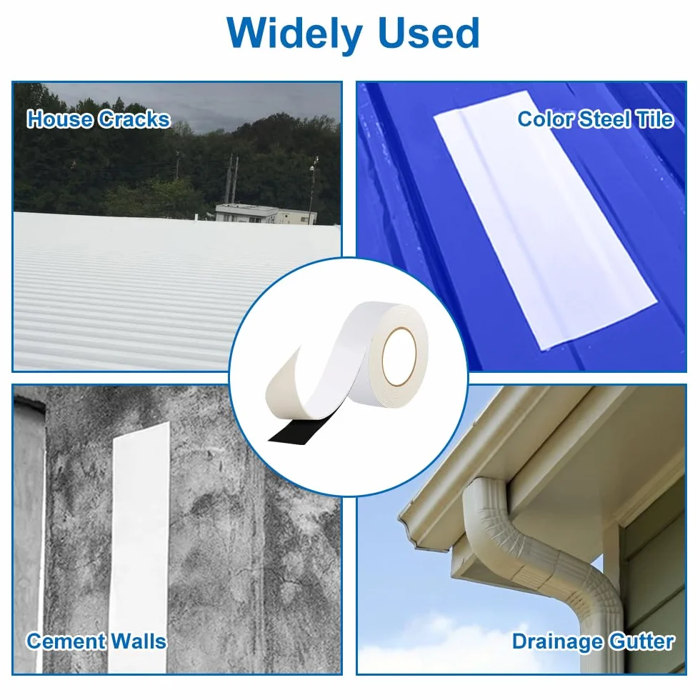 Ruban Butyle Blanc 5 cm x 5 m, Bande Etancheite Toiture Autocollante Extra Fort