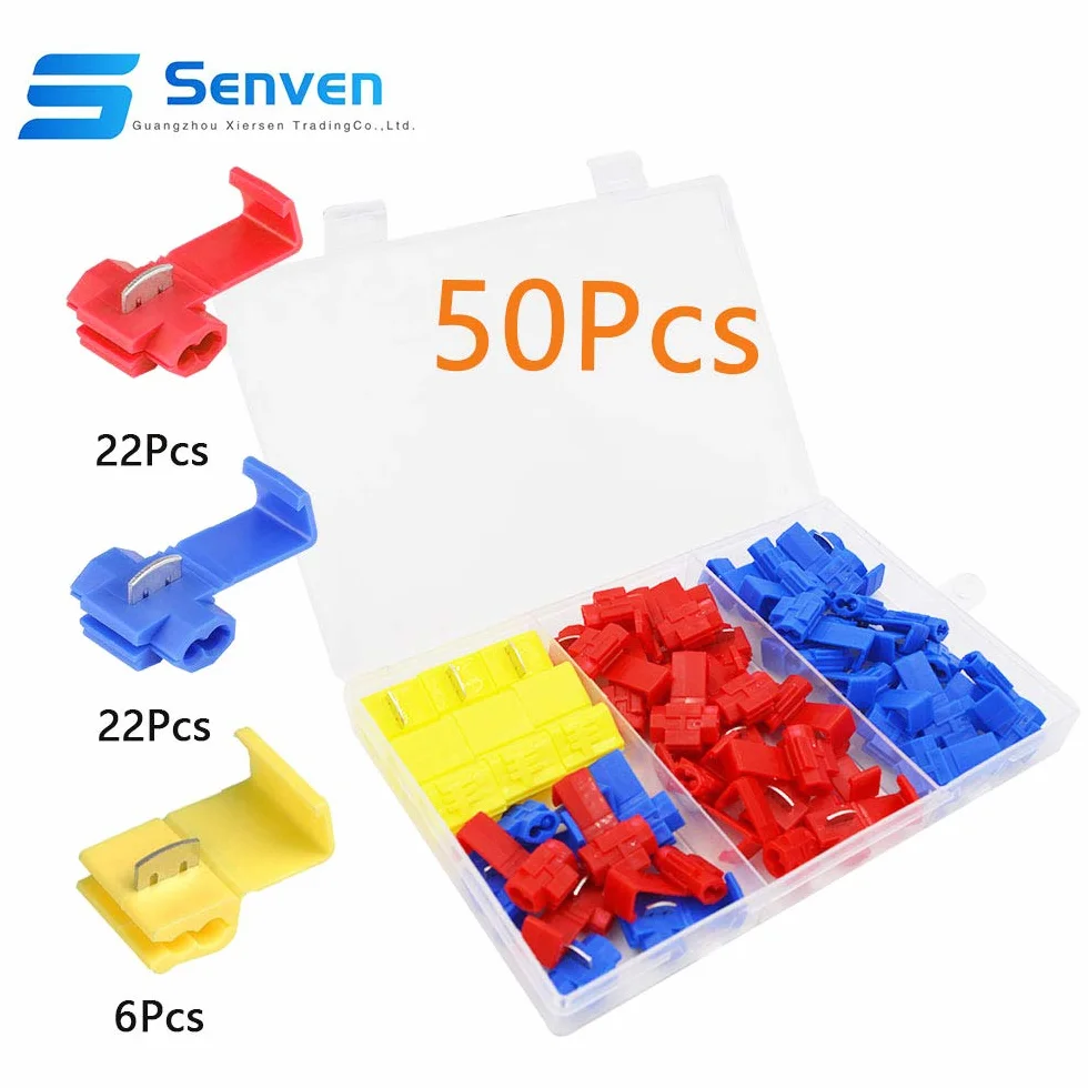Connecteur Rapide de Fil de Verrouillage Écossais 50Pcs - Rouge Bleu Jaune