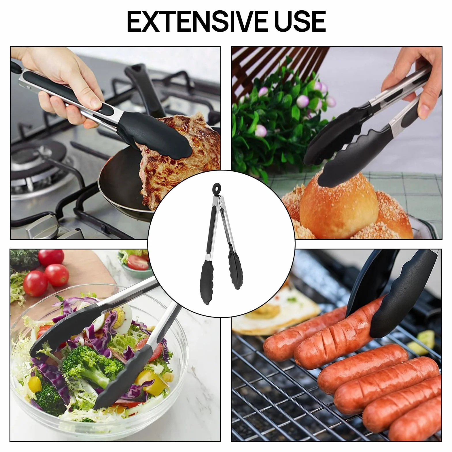 Menibeuty 26cm Pince Cuisine, 1pcs Pince Barbecue Résistante Silicone Résistant À La Chaleur Pince Barbecue Pince Cuisine Silicone,Pince De Cuisine Idéal Pour Cuisiner, Salade, Grillades Et Barbecue