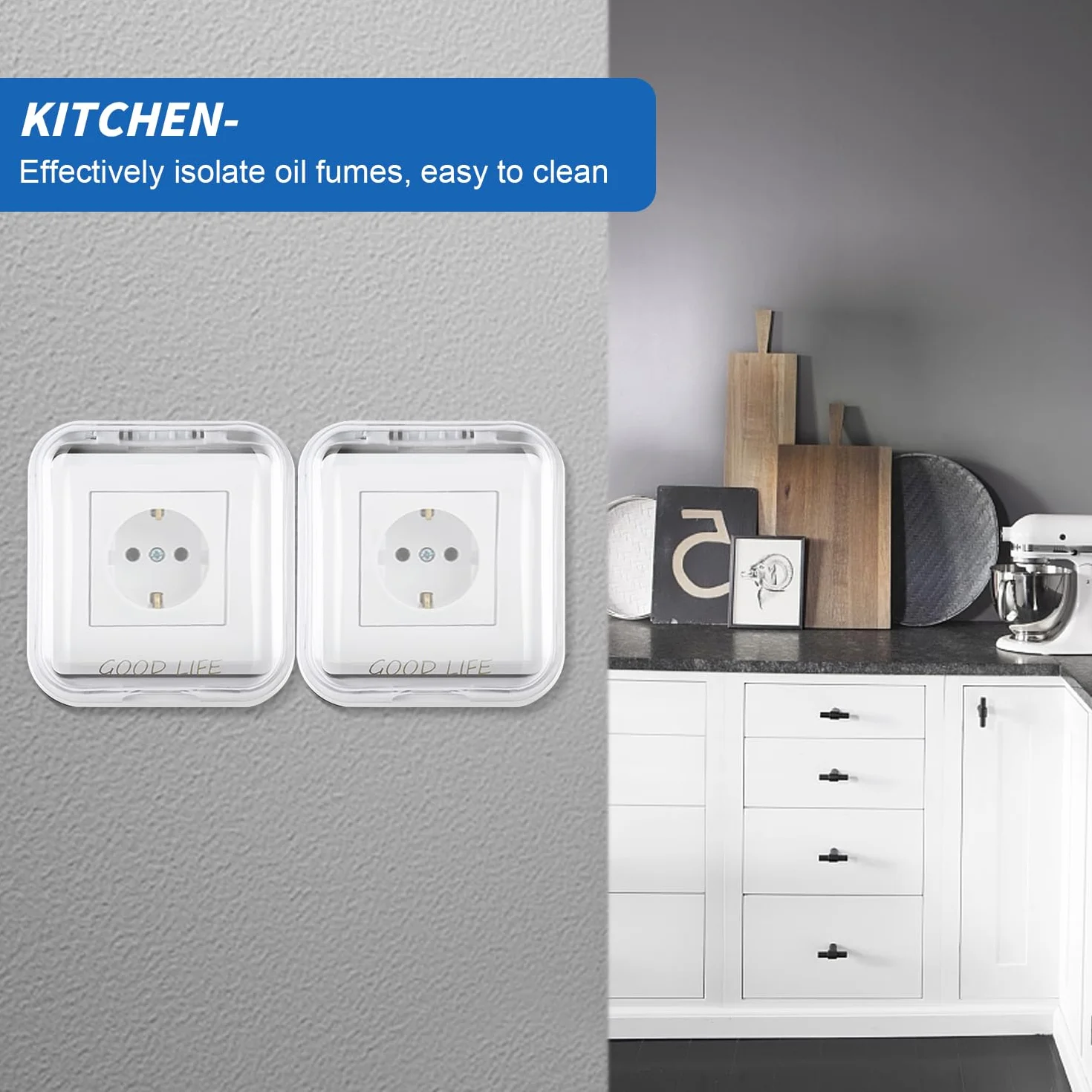 Cache Interrupteur Mural Étanche 2 Pièces Type 86 Plastique Transparent pour Salle de Bain Cuisine Extérieur