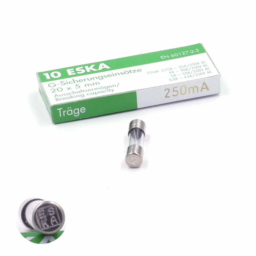 Fusible temporisé (T) en verre 250mA 250VAC 5x20mm