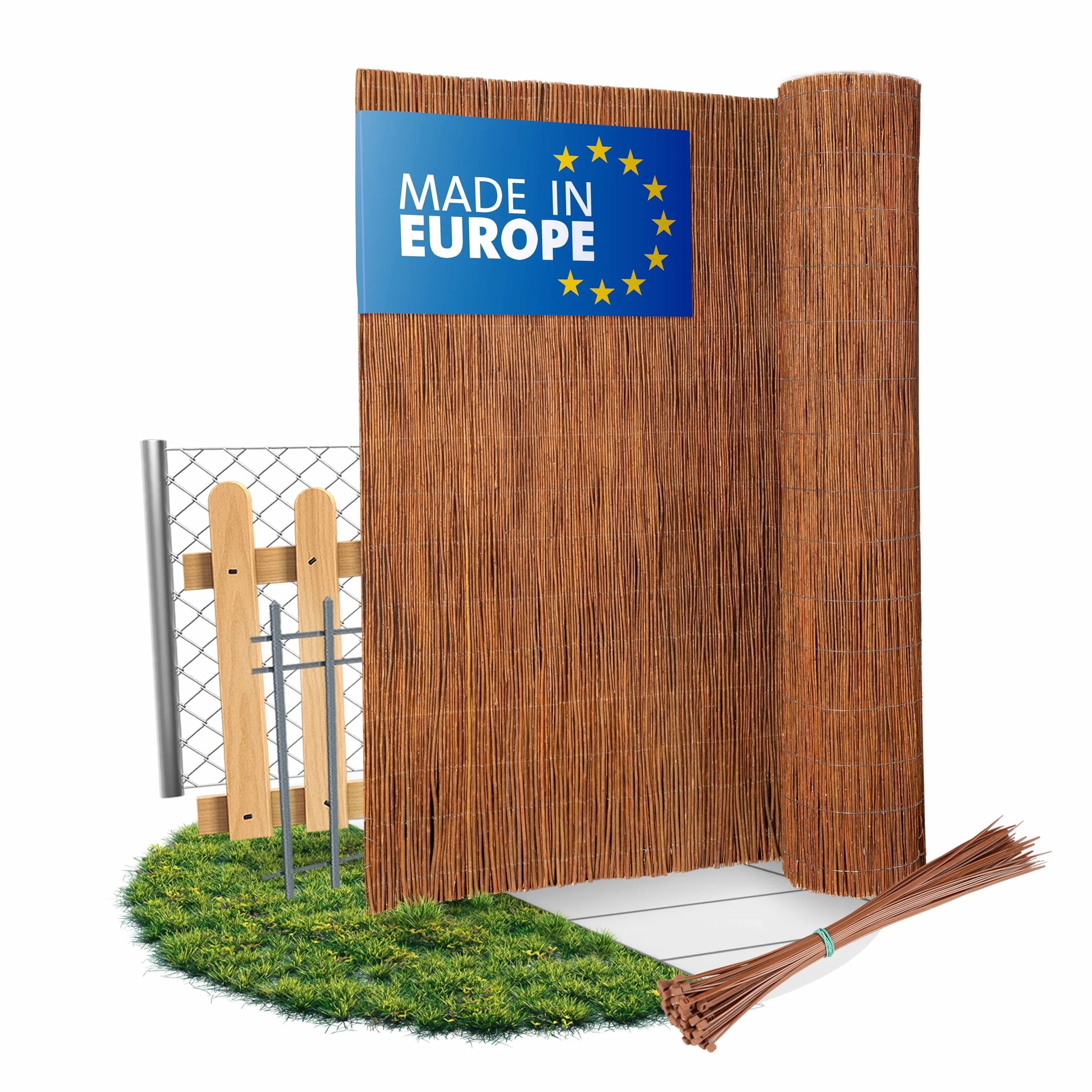 Canisse Osier 180 x 500 cm Brise-Vue Naturel Protection Vent Soleil Jardin Balcon Terrasse