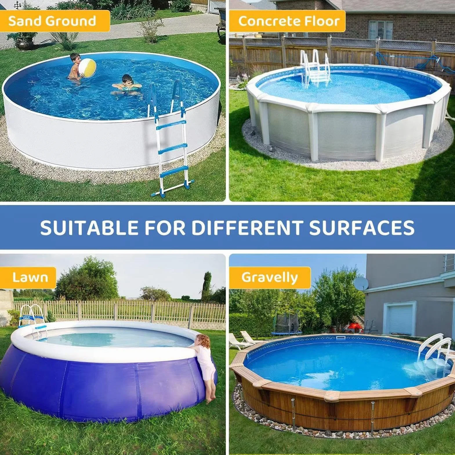 Tapis de piscine Polyester 3,05 m 3,66 m Housse de protection pliable anti-crevaison pour piscine