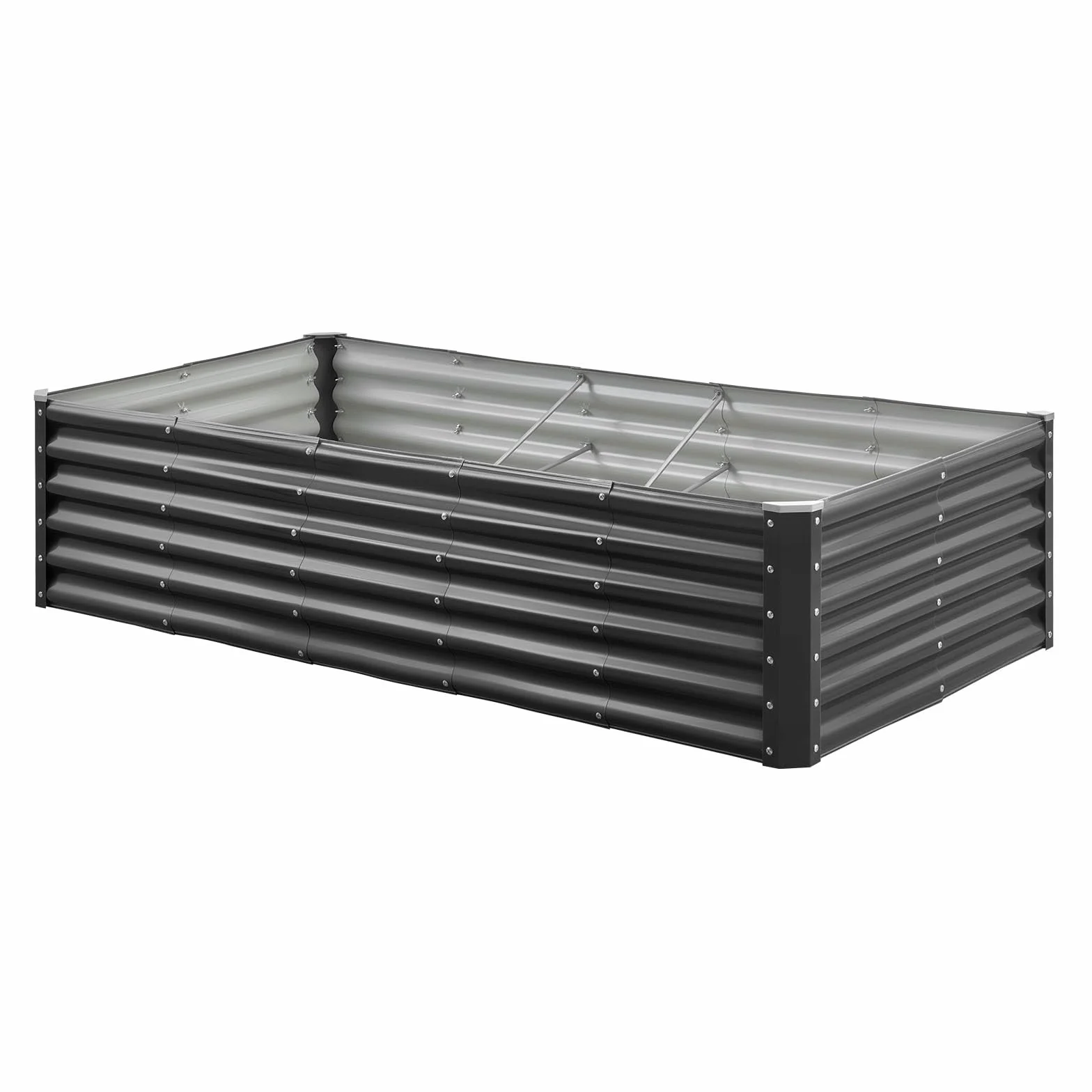 VEVOR Potager Surélevé Métal 180x90x43 cm Carré Galvanisé Lit de Jardin Fond Ouvert Gris Foncé