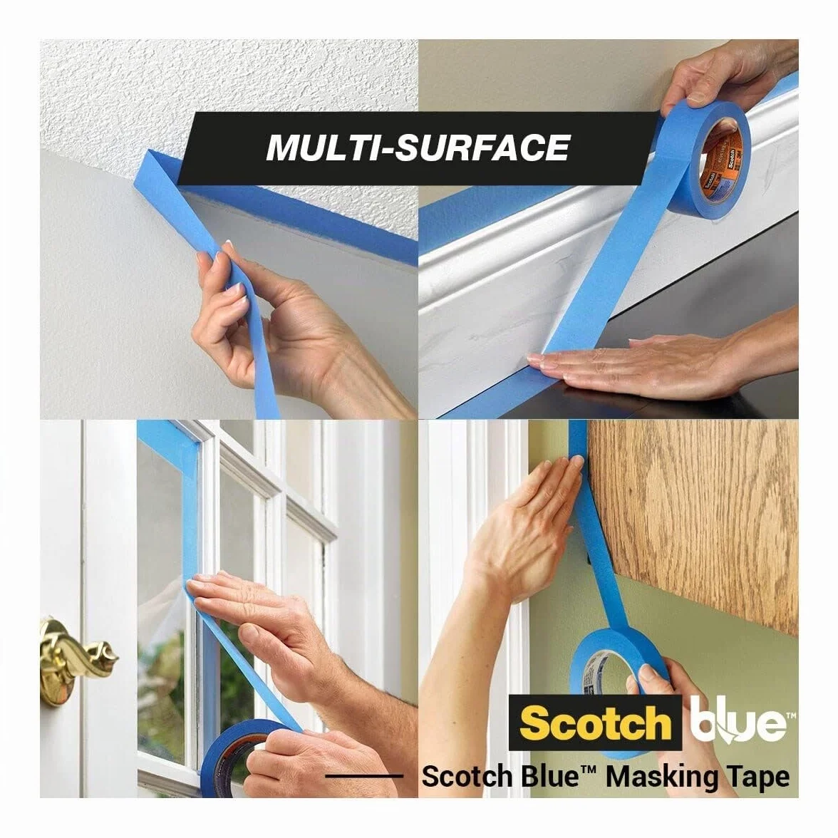 ScotchBlue Ruban de Masquage Multi-Surfaces 36 mm x 41 m 4 Rouleaux Adhésif Peinture Intérieur Extérieur 70% PEFC