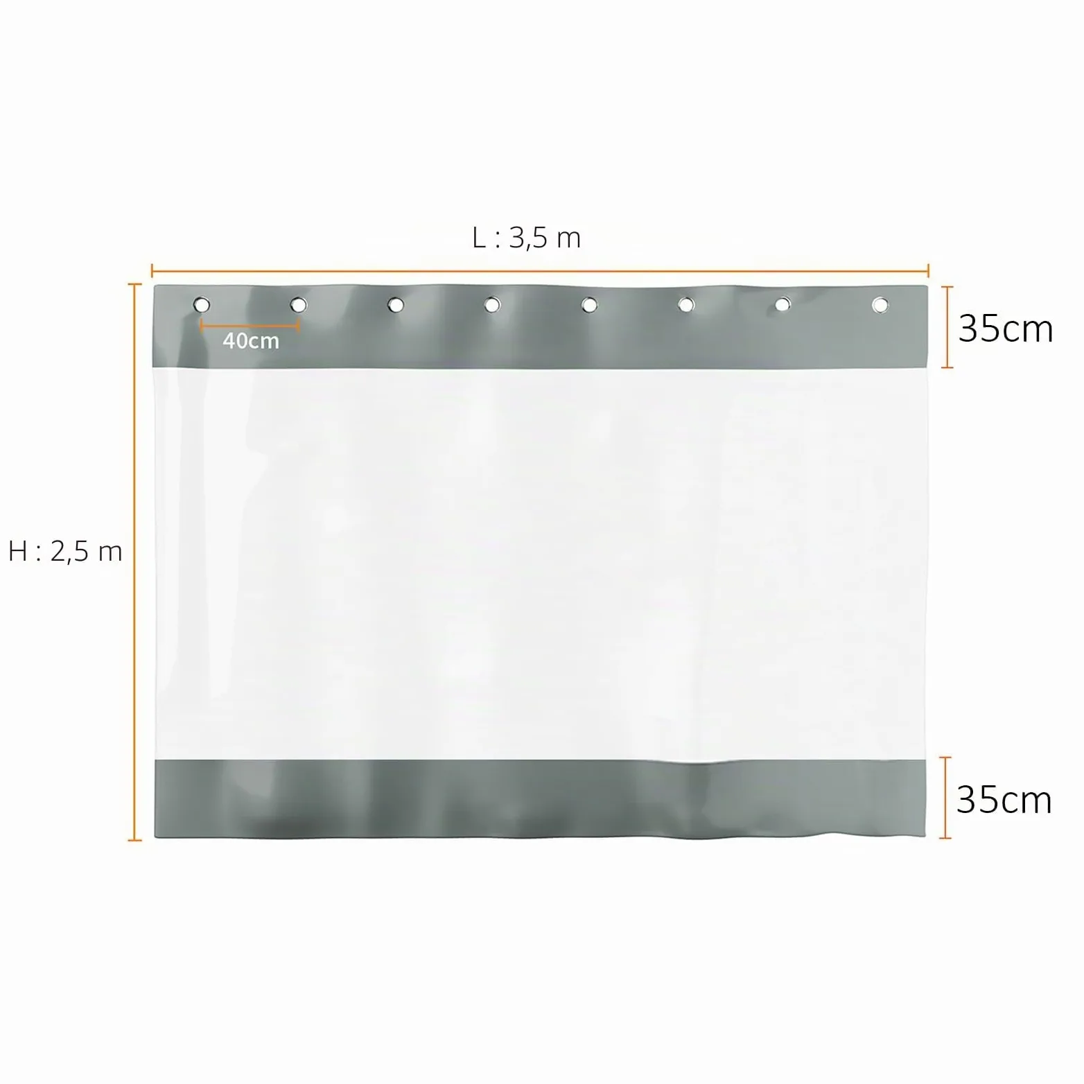 Extérieur Rideaux Imperméable, Transparent PVC Plastique Rideau,0.6mm Panneau de Bâche avec Oeillet et Crochet pour Garage Porches Terrasse Jardin, 3.5x2.5m