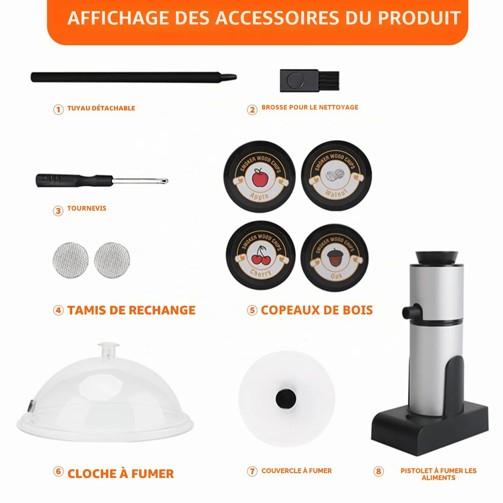Fumoir à Aliments en Bois Portable avec Copeaux de Bois pour Viande, Saumon, Fromage, Barbecue