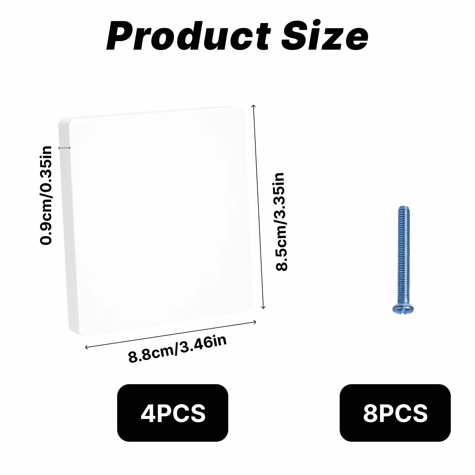 Cache Prise Murale Blanc 8,6 x 8,6 cm Plastique Fixation par Vis Plaque Cache Trou Prise Plate Multiprise