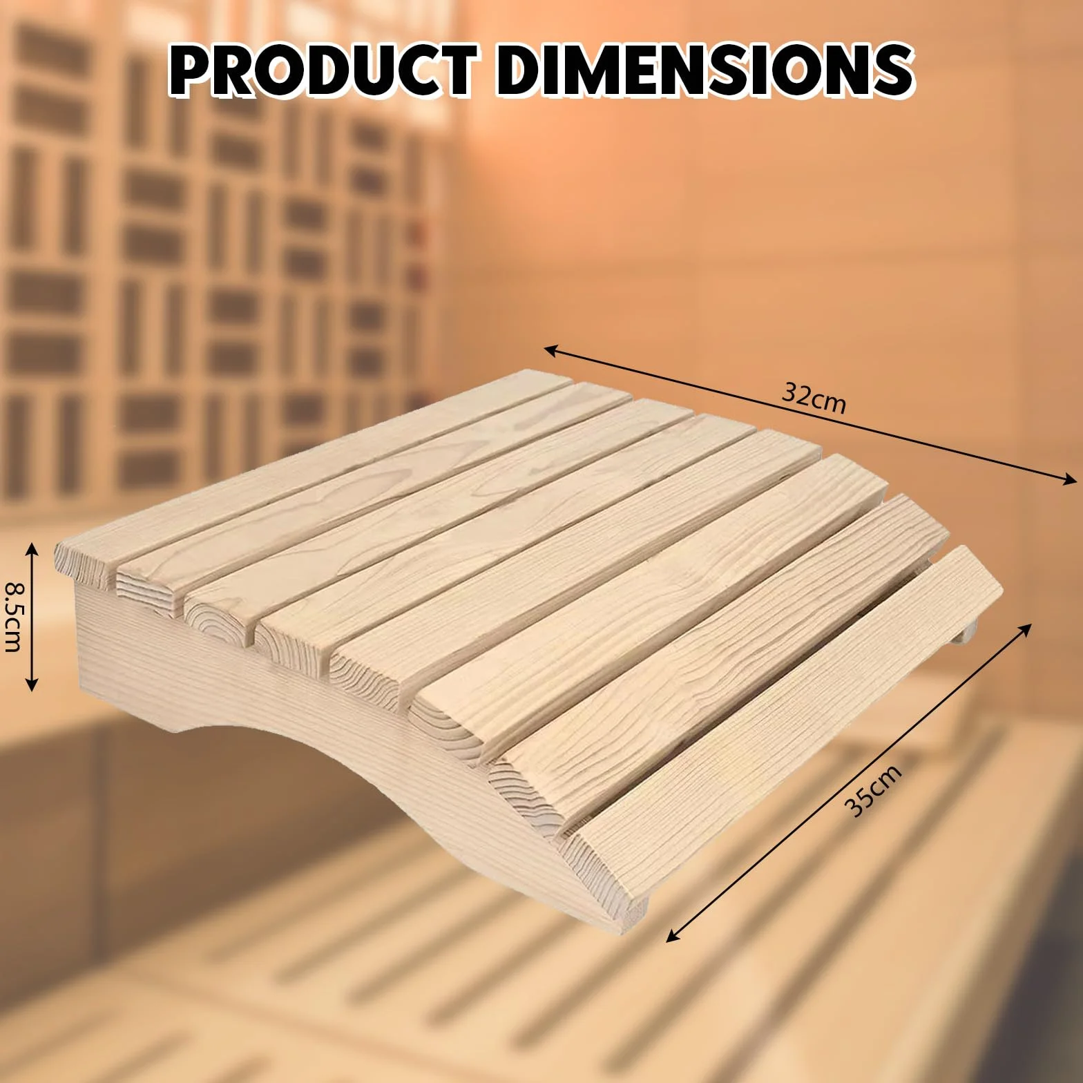 Appuie-tête ergonomique en bois durable pour sauna - Coussin de sauna - Accessoire sauna 35 x 32 x 8,5 cm