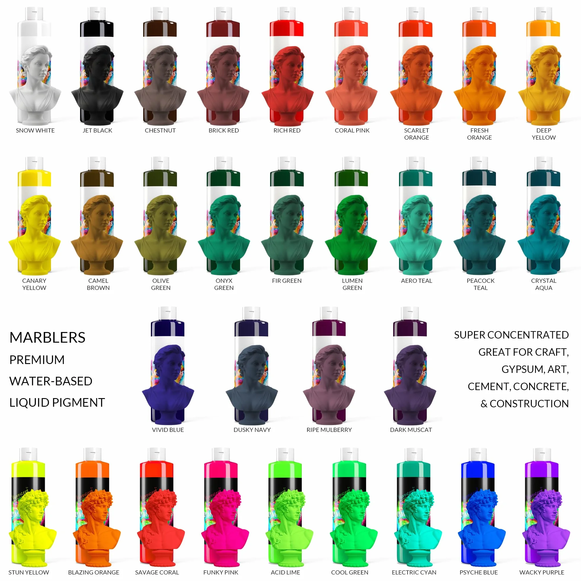 MARBLERS Colorant liquide 310g Brun Chameau Super concentré Pigment pour béton ciment mortier