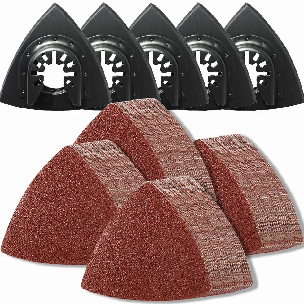 Kit 130 patins ponçage oscillants + 125 papiers abrasifs grains 60-240 pour bois plâtre
