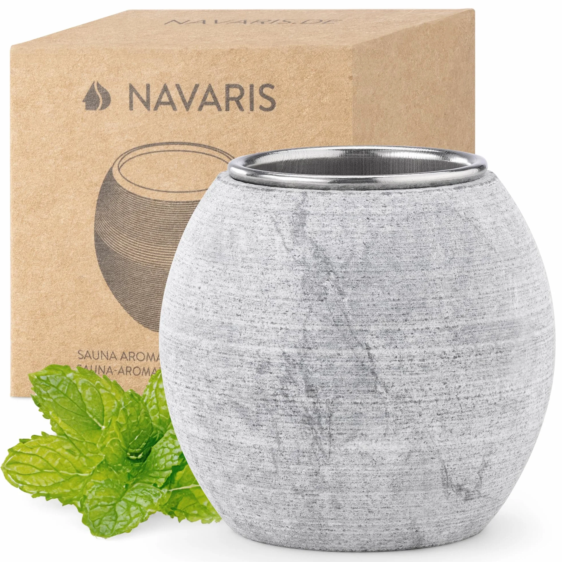 Navaris Bol pierre aromathérapie sauna 5x5 cm coupelle amovible accessoires infusion huile essentielle parfum spa