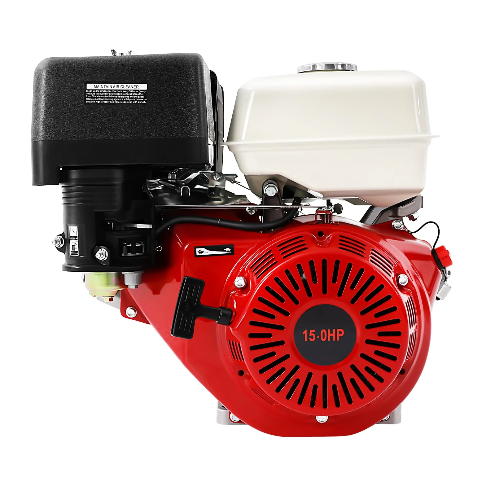 Moteur à essence 4 temps 15 CV 420 cc - Moteur sur pied - Moteur de kart - Moteur industriel - Monocylindre refroidi par air 9,7 kW - 3600 tr/min - Pour karts, pompes à eau, pelleteuses et