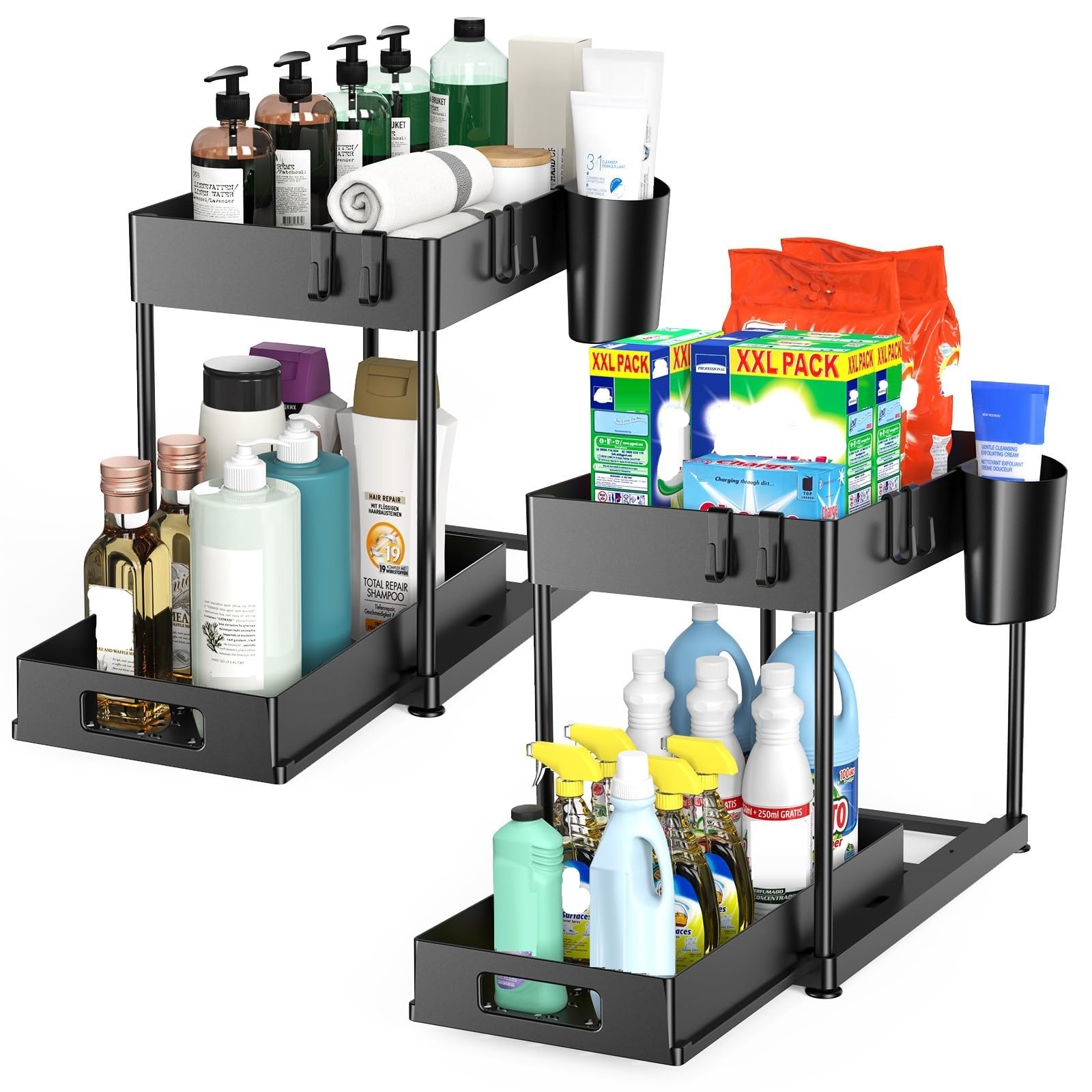 Black Two-Tier Pull-Out Under Sink Cabinet Organizer