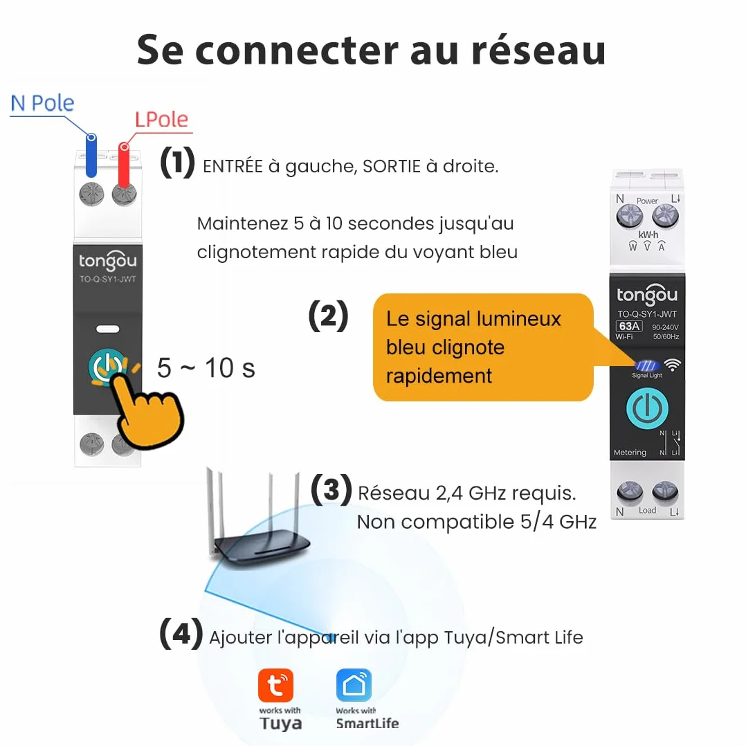 Interrupteur Connecté 16A WiFi Intelligent Compatible Alexa Google Assistant TUYA Smart Life Commande Vocale