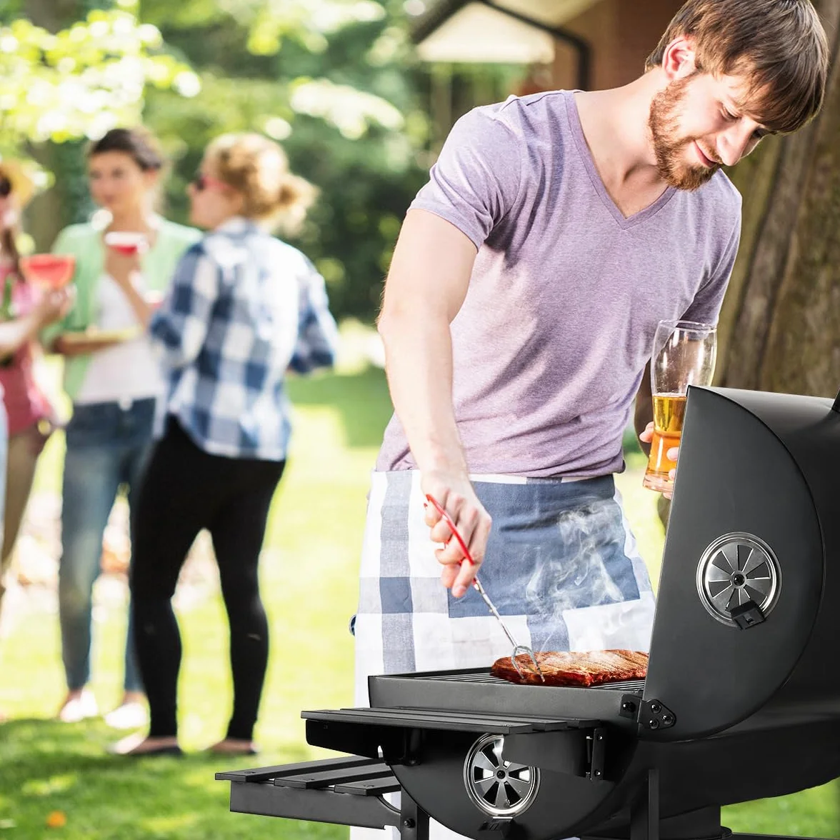 DEWINNER Barbecue au Charbon, Grille XXL, Gants & Pince Offerts, Évents Réglables, Tiroir à Cendres, Roulettes, Idéal Jardin/Balcon/Cour (Modèle de Base)