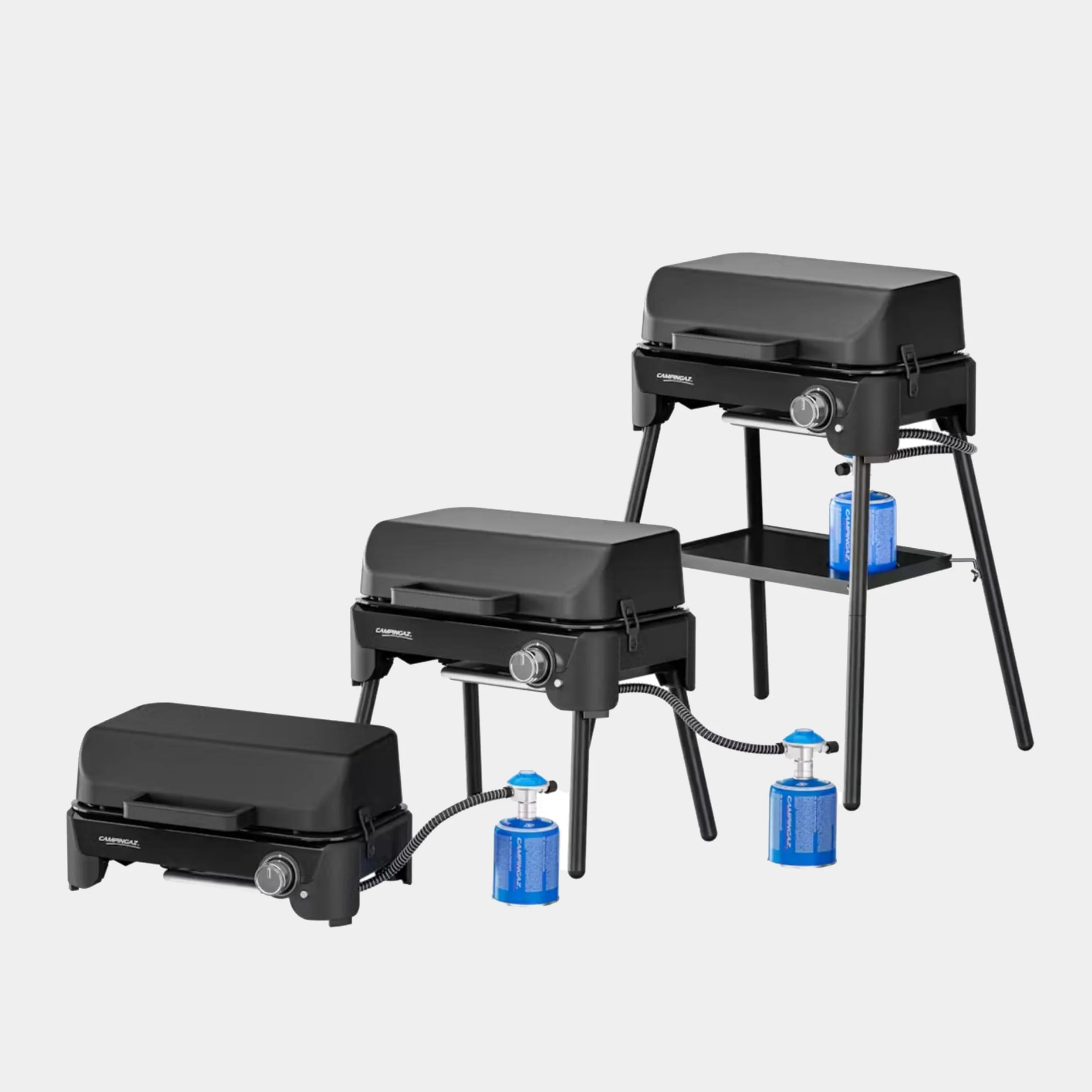 Campingaz Tour & Grill S Barbecue à gaz | Utilisable comme barbecue de table ou sur pied | Barbecue portable avec couvercle & pieds amovibles | Pour camping, balcon et terrasse | 2400 W