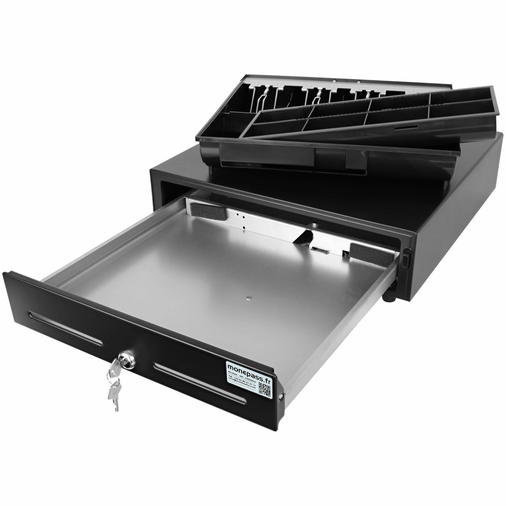Monepass CD200b2-4B/8C Tiroir-caisse 41 cm à ouverture manuelle avec Insert amovible