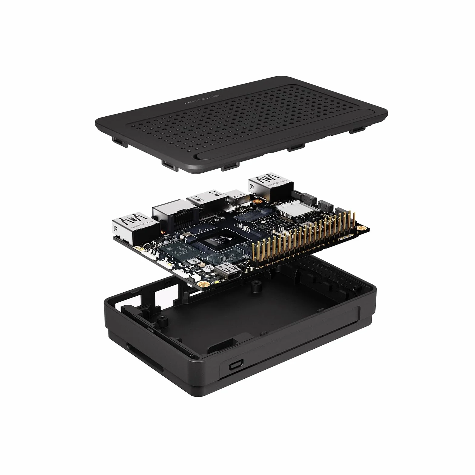 Khadas Sige Metal Case Black Edition Compatible VIM3L VIM3 VIM2 VIM1 Edge-V 3705 Fan