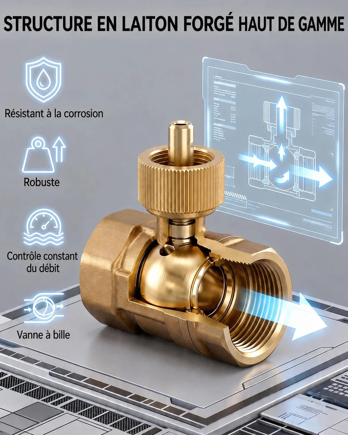 Vanne Connectée WiFi Motorisée Laiton 3/4 Pouce avec Minuteur Compatible Alexa Google Jardin Piscine