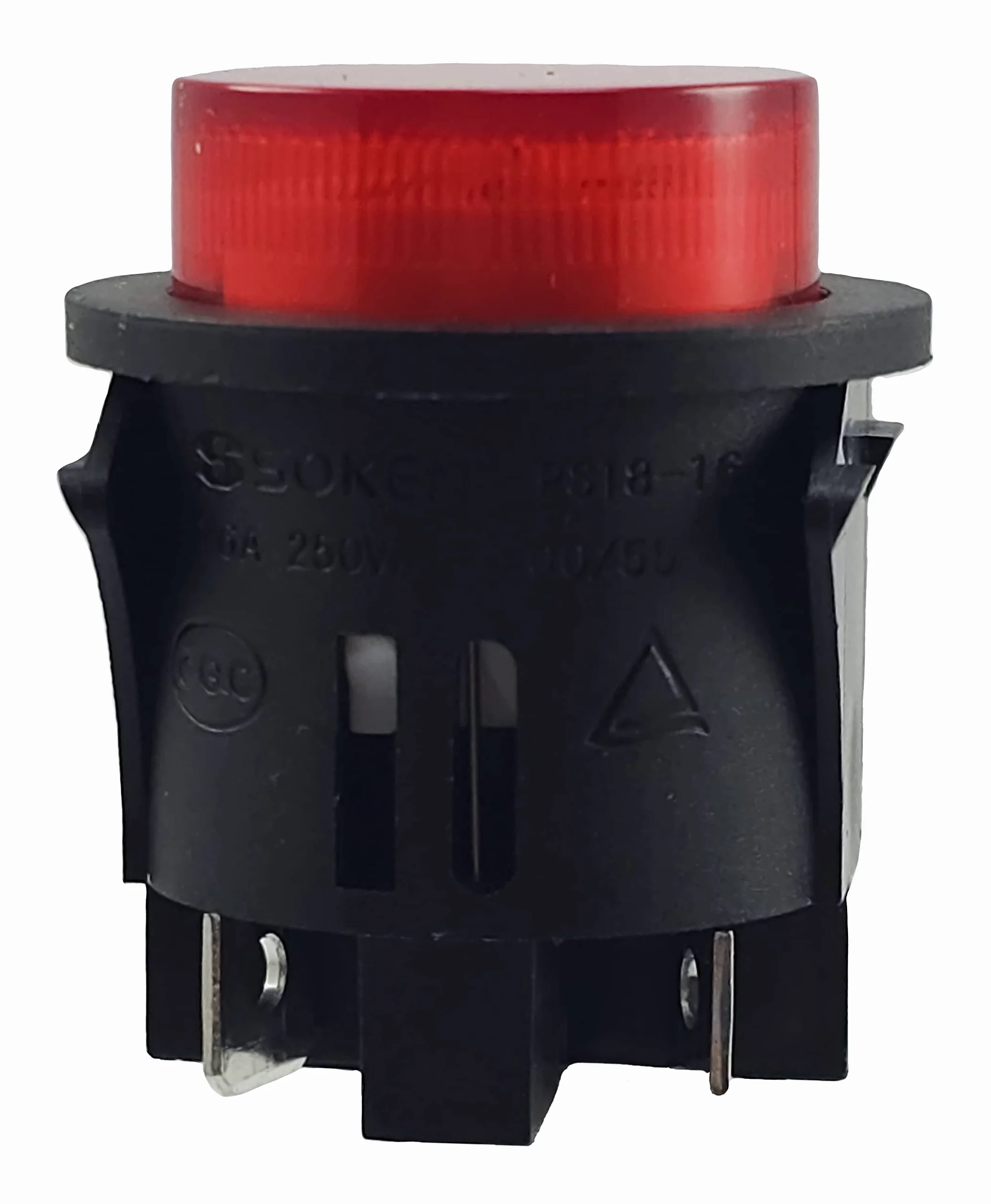 Interrupteur de poussée PS18-16 encastré ø 25 mm 250 V 16 A rouge éclairé