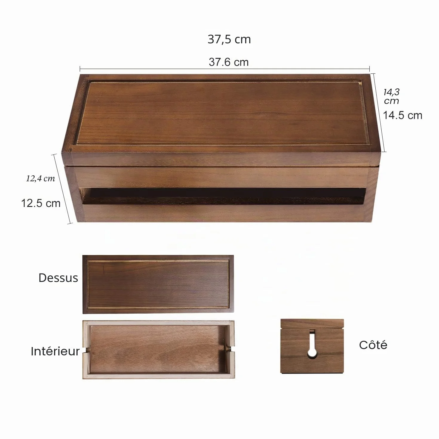 Changsuo Boîte de Gestion de Câbles en Bois, Protection Contre Les Surtensions, Couvercle de Rangement Marron