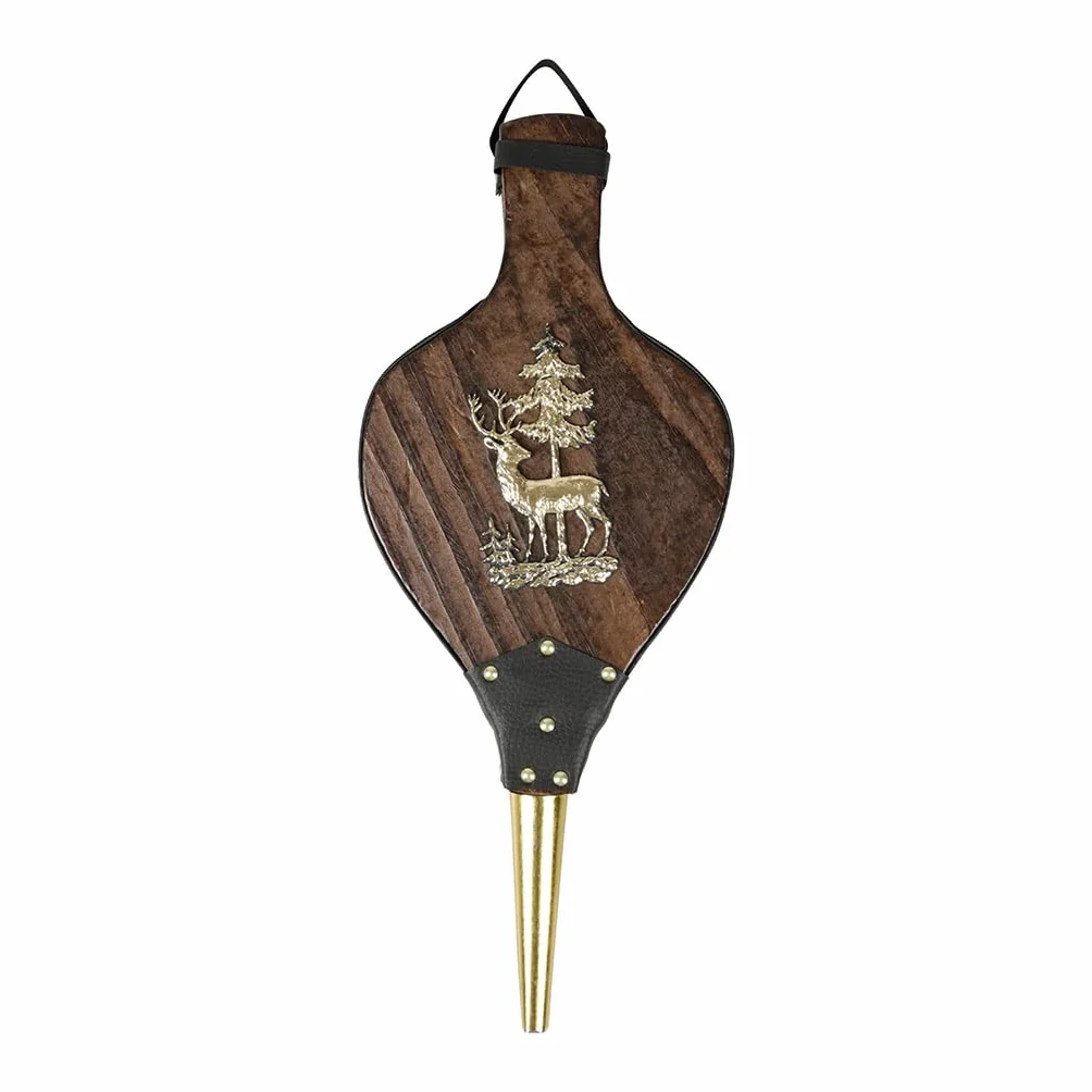 Soufflet de Cheminée 40cm Modèle CERF – Souffleur en Bois et Simili Cuir – Bois Certifié PEFC – Accessoire Poêle et Cheminée