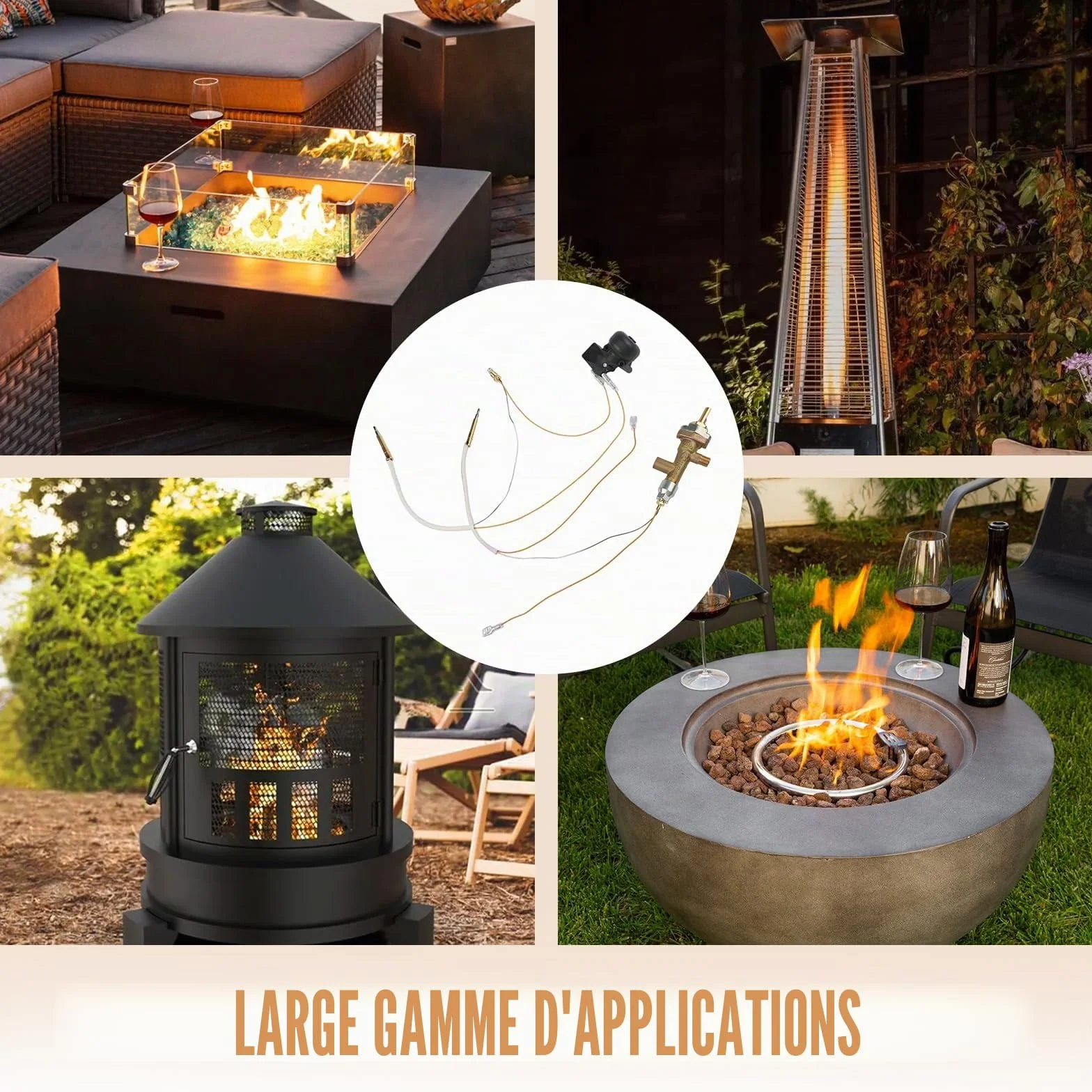 Kit de réparation de sécurité pour chauffage de terrasse à gaz, ensemble de pièces de rechange pour système de chauffage extérieur, avec soupape de commande, interrupteurs d'inclinaison, thermocouples