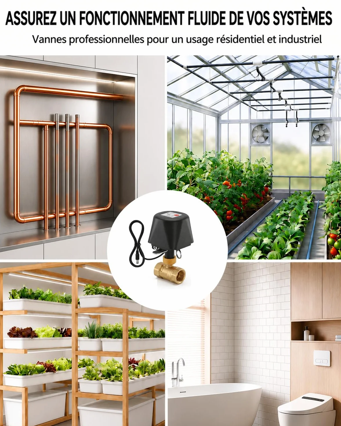 Vanne Connectée WiFi Motorisée Laiton 3/4 Pouce avec Minuteur Compatible Alexa Google Jardin Piscine