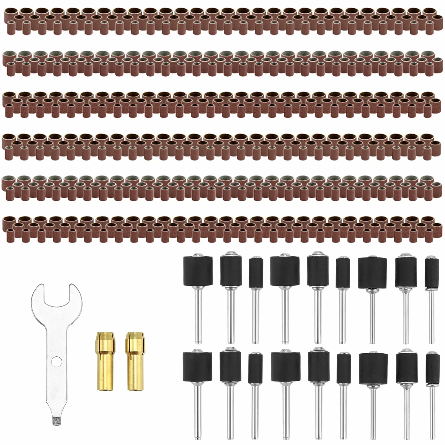 QWORK Ensemble de 531 Pièces de Tambours de Ponçage pour Outils Rotatifs, Multi-Grains 60-800
