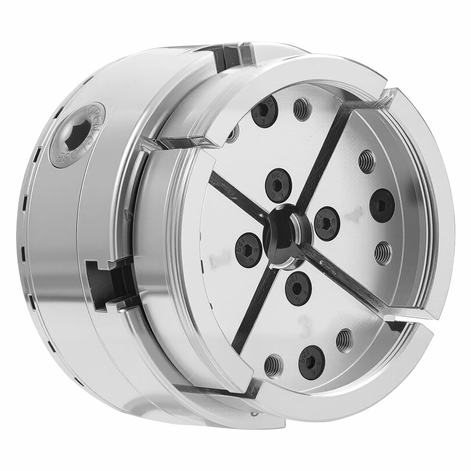 Mandrin de Tour à Bois 102 mm 4 Mors Autocentrant Engrenage Conique avec Adaptateur 1" x 8 TPI, Mâchoire Ronde et Étagée, Acier Finition Nickelée