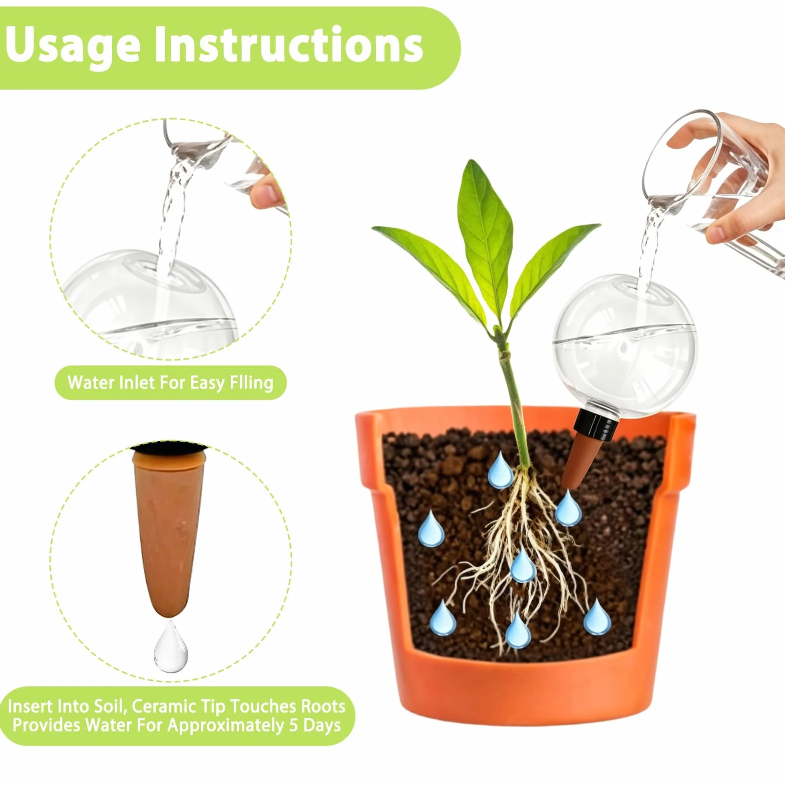 4 Boules d’Arrosage Plantes Globe Arrosage 500 ML, Système Arrosage Automatique Série, Irrigation Goutte à Goutte Transparent, pour Plantes Intérieur Balcon Jardin Vacances (Blanc*4)
