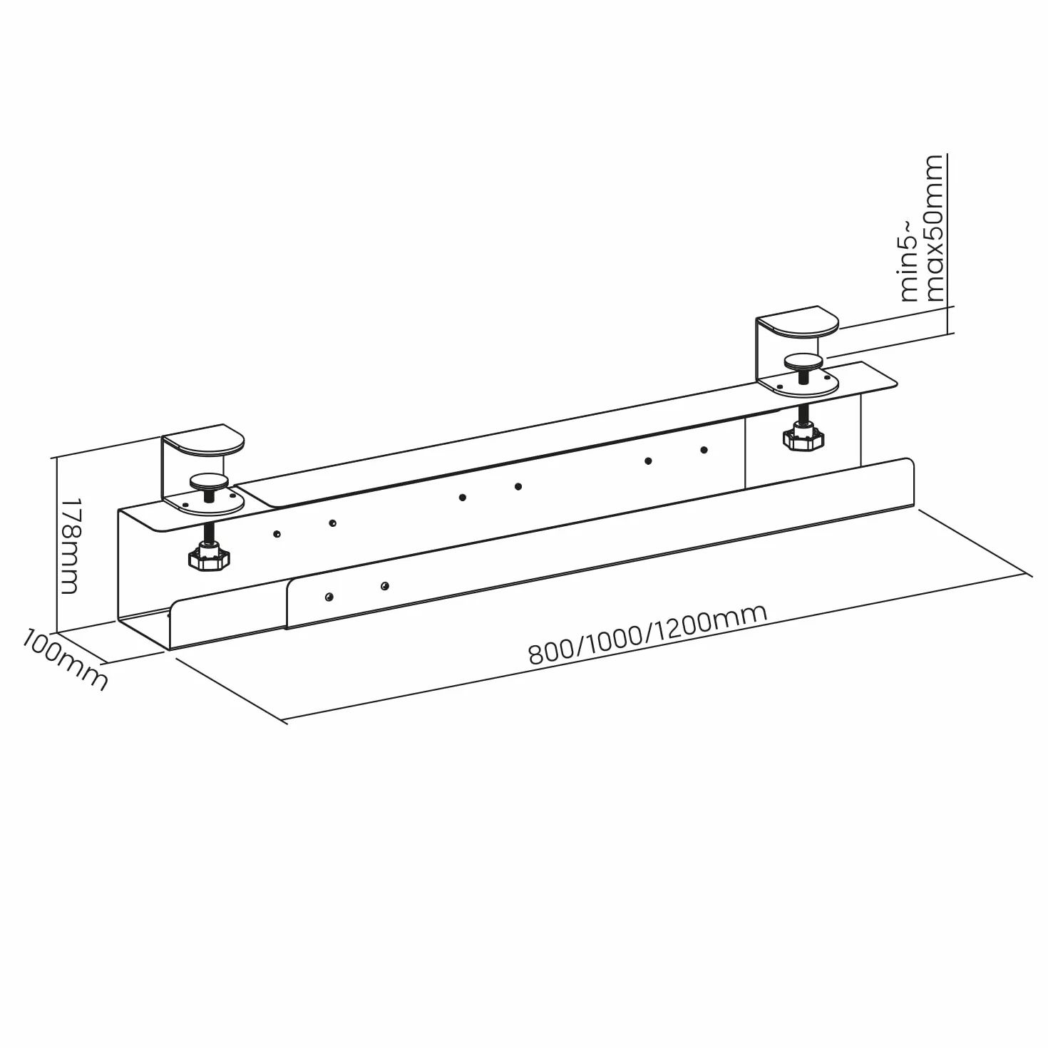 Maclean MC-333 Organisateur de câbles sous table, guide-câbles réglable 5 kg