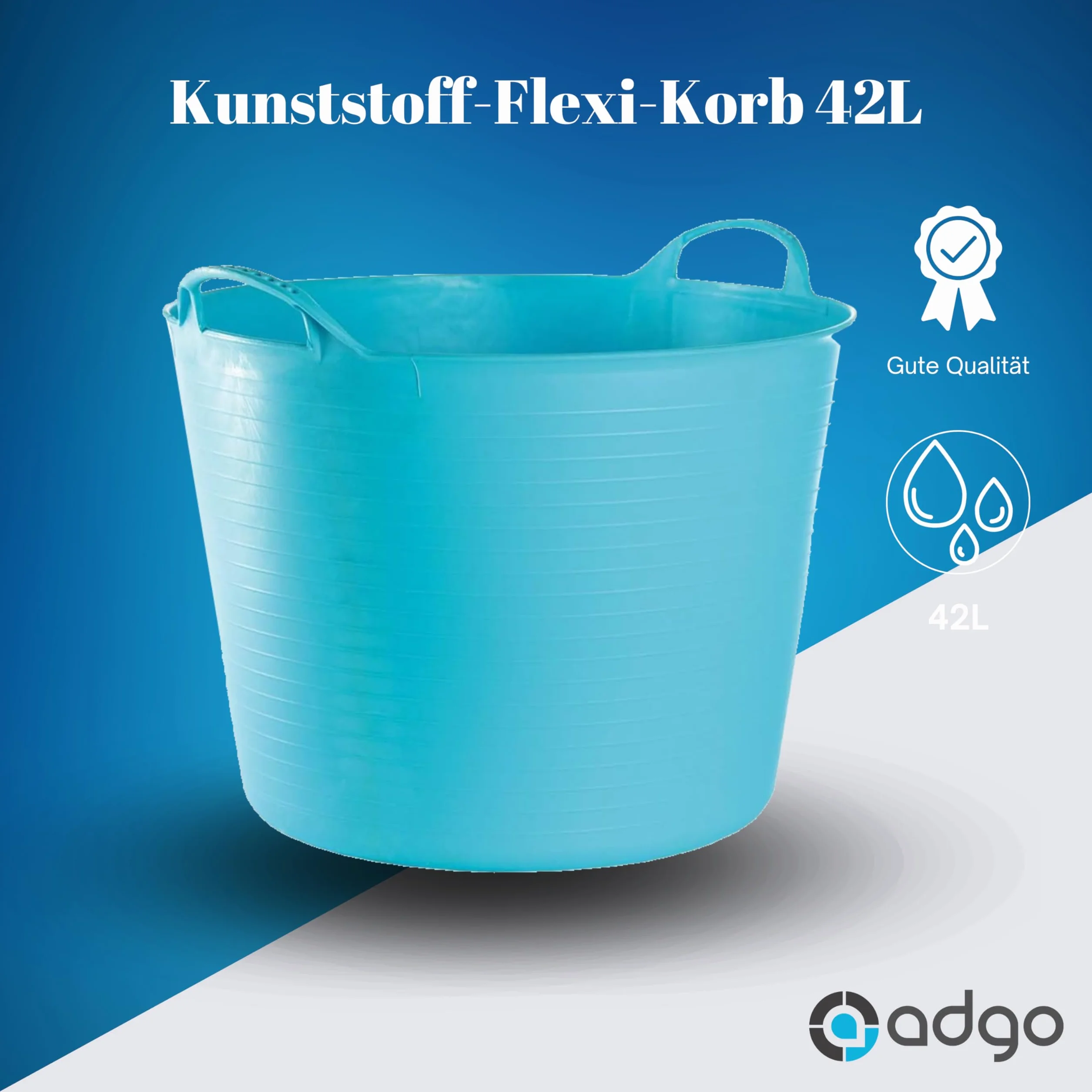 Container Bucket Basket Flexible Flexi Multifunctional, Ecurie, Jardin, Garage, Alimentation Animale, Stockage, Transport, Arrosage, Lavage, Résistance 120 kg, 44x33x35cm 42L Turquoise