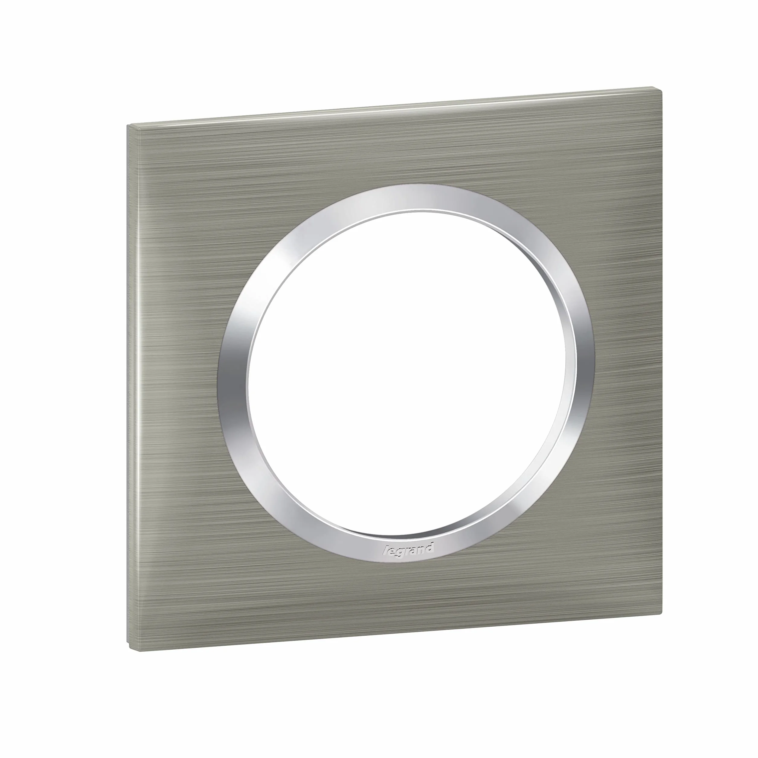 Legrand Plaque carrée dooxie 1 poste effet inox brossé bague chrome