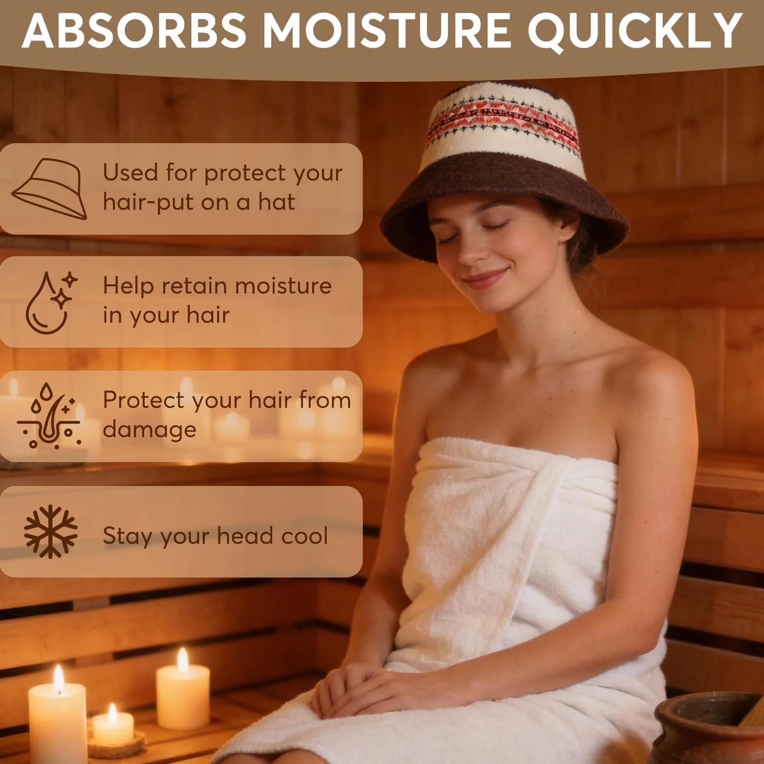 Bonnet de Sauna en Feutre pour Homme et Femme Protection Chaleur Spa