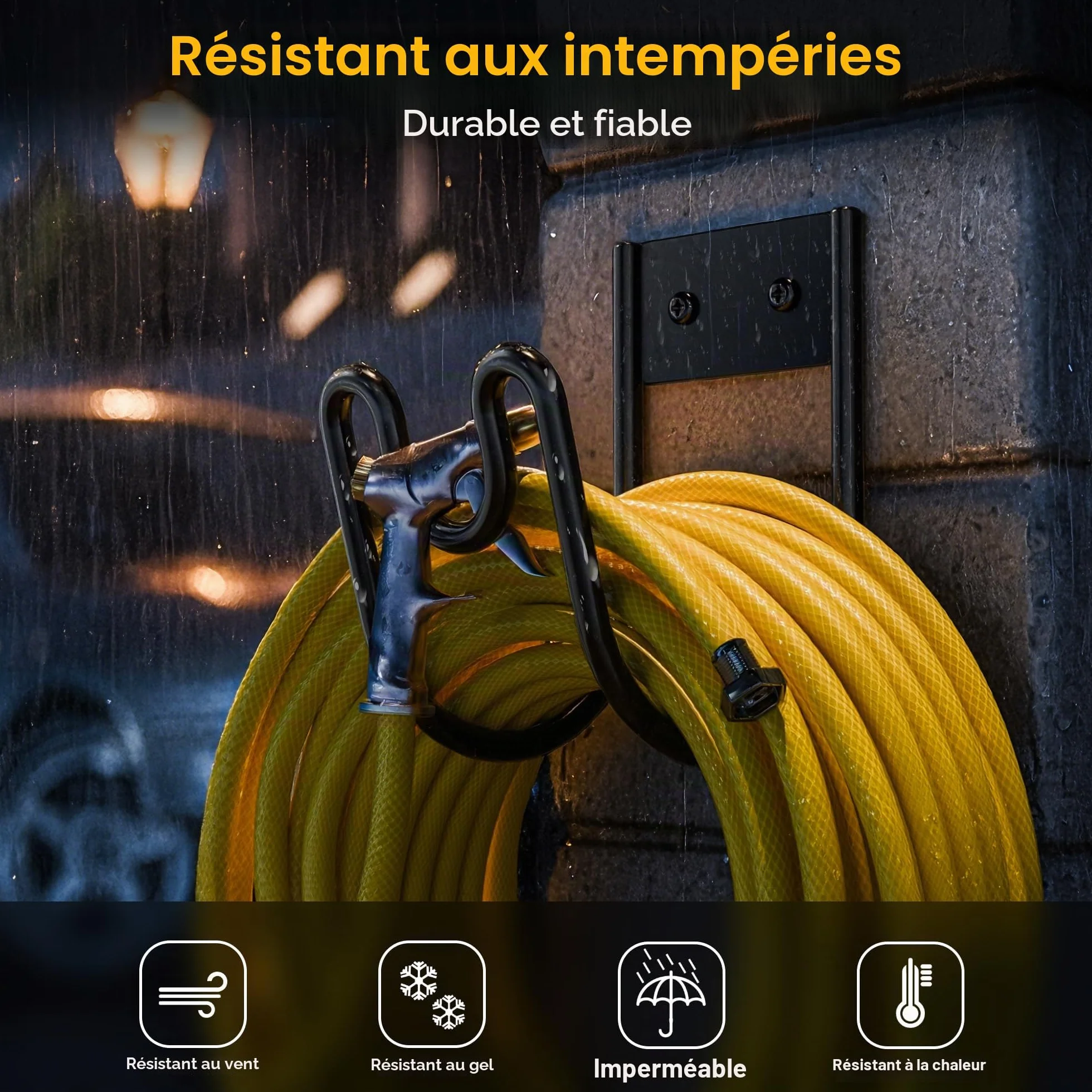 Support mural pour tuyau d'arrosage robuste 1 pièce