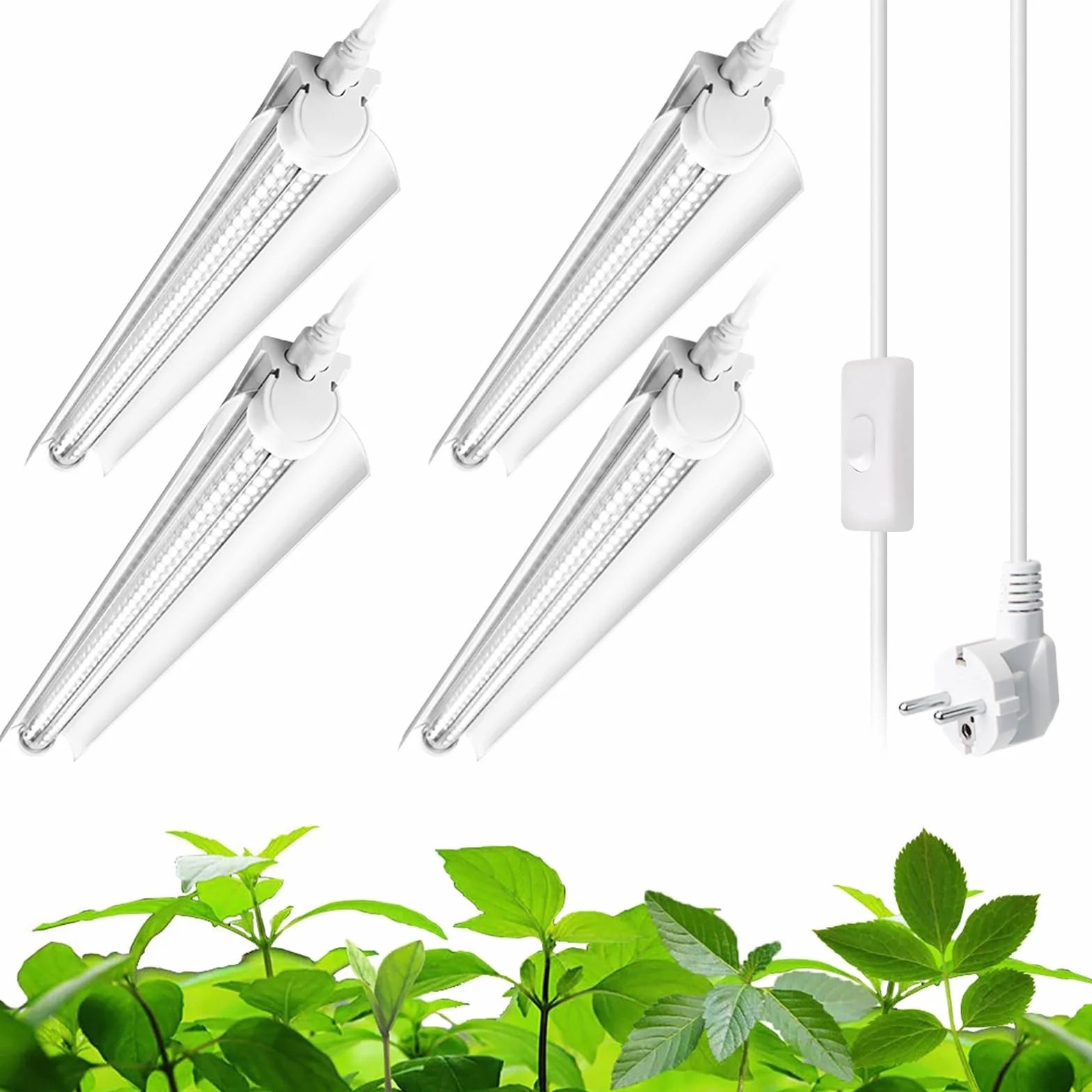 Barrina T8 Lampe Plante Interieur, 96W (4 X 24W), 60cm, LumièRe De Culture Led à Spectre Complet, Bande Lumineuse Led En Forme De V, 2FT LumièRe Pour Plantes D'IntéRieur, Haute PPFD, 5000K, Pack de 4