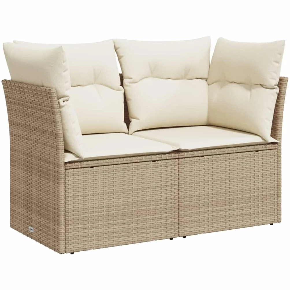 vidaXL Canapé de Jardin avec Coussins 2 Places, Siège avec Housse, Meuble de Terrasse Patio Balcon Extérieur, Beige Résine Tressée