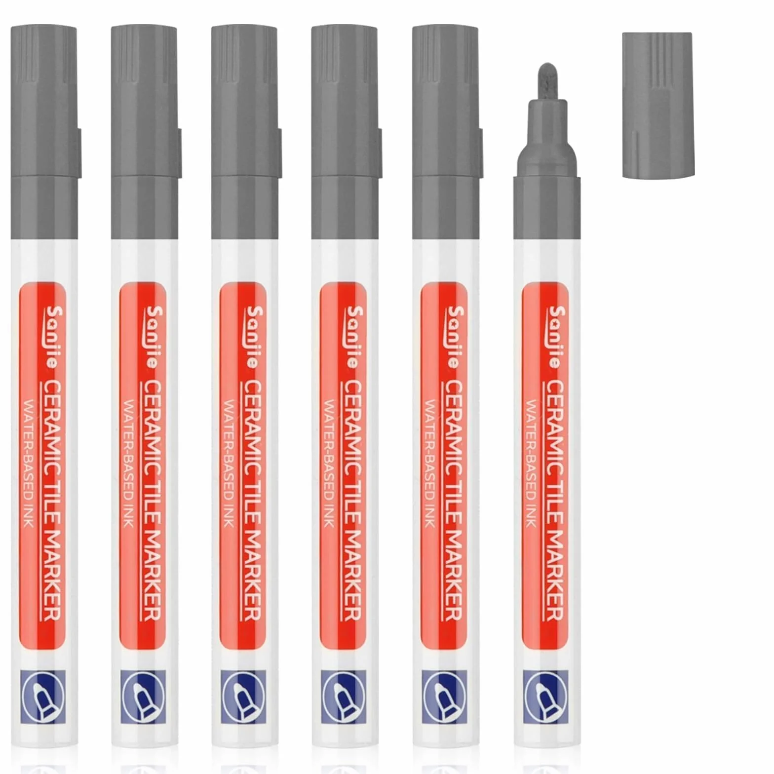 DONQL Stylo Joint Carrelage Gris 6 Pièces avec Pointes de Rechange Rénovateur Coulis