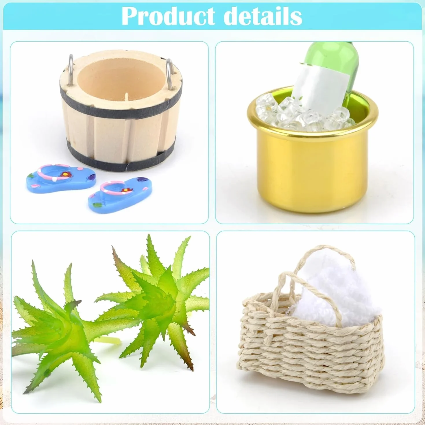 Kit d'accessoires de sauna miniature 11 pièces, décoration bien-être, micro paysage plage bricolage
