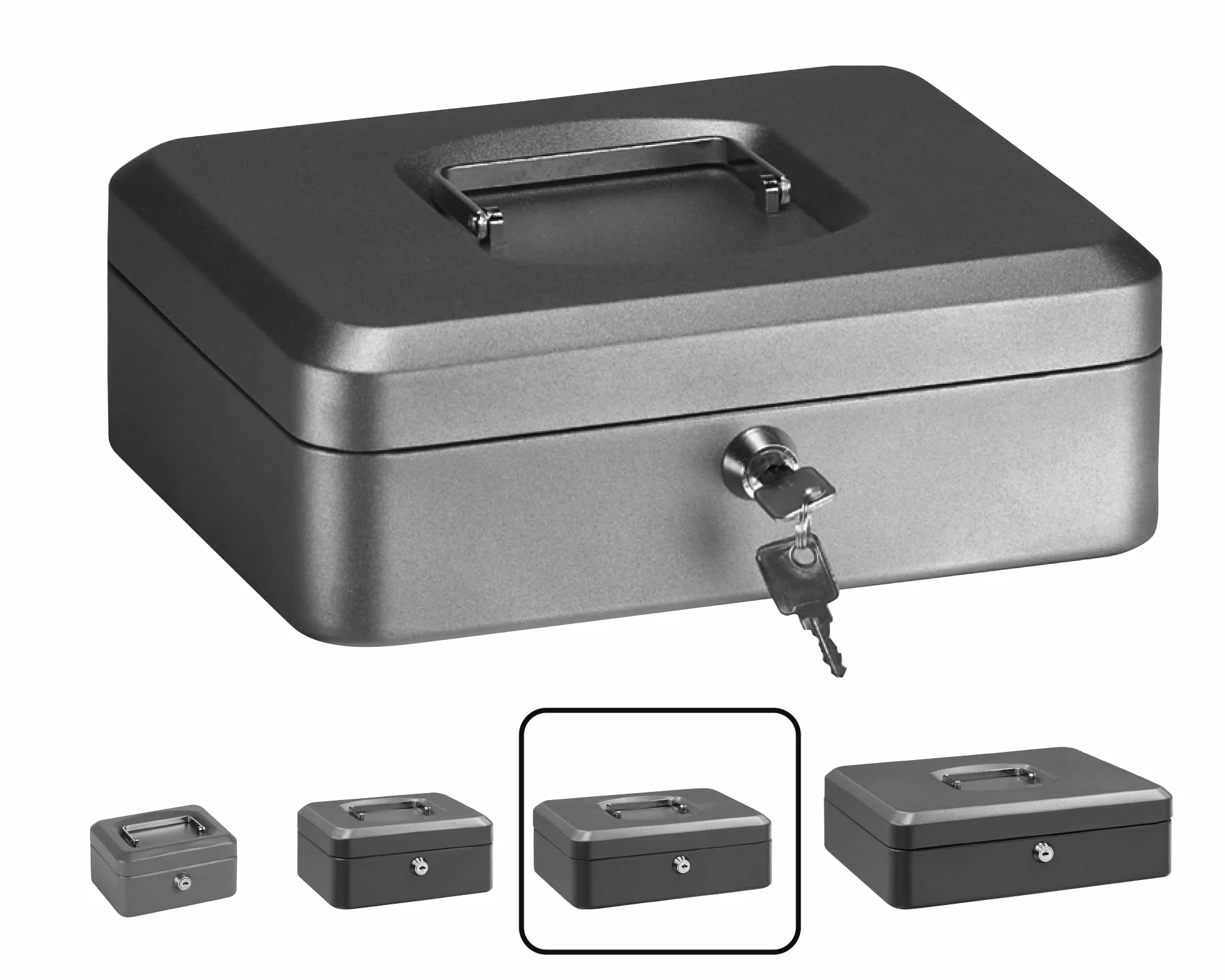 ARREGUI C9236 Coffre fort portatif caisse à monnaie acier 25 cm gris graphite