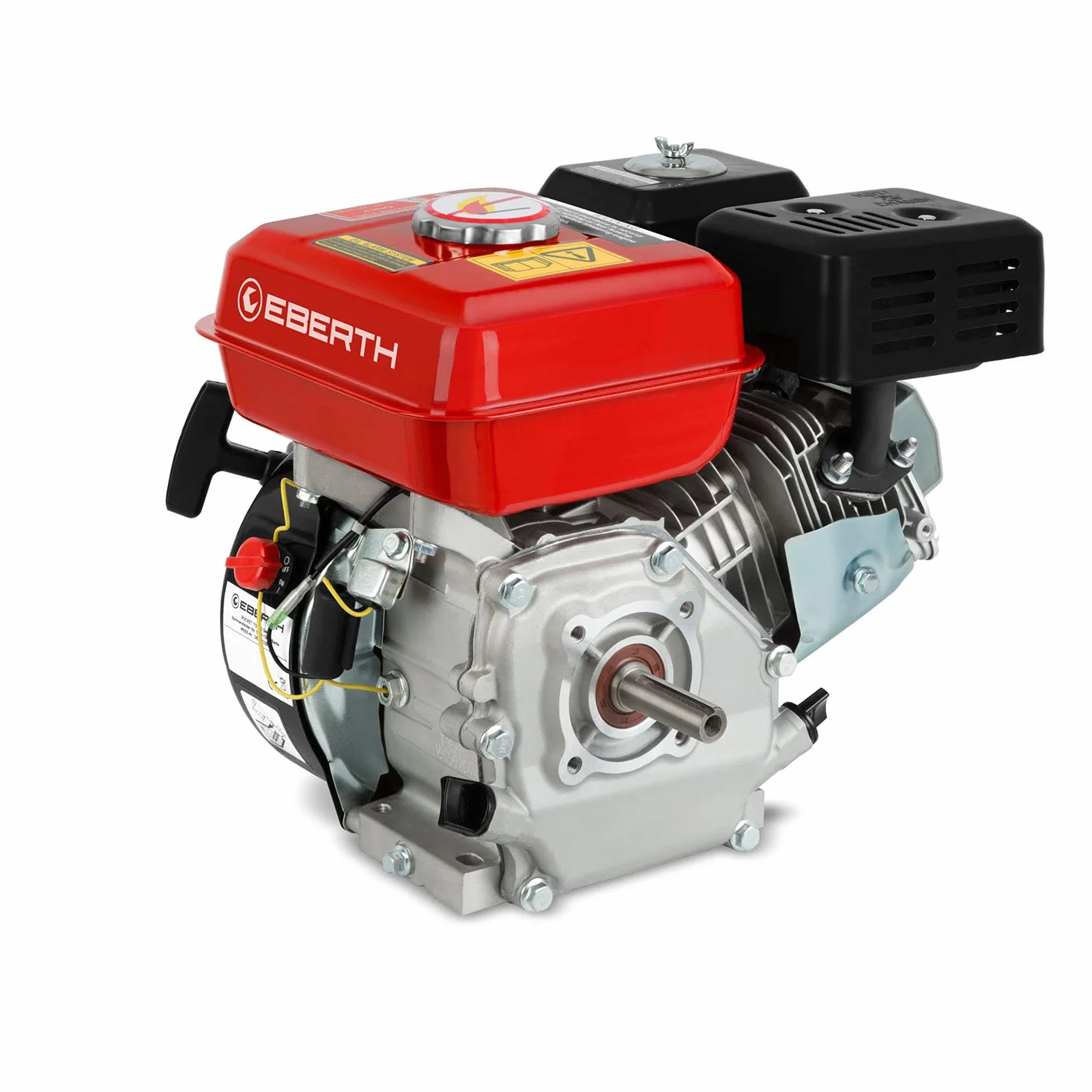 EBERTH 6,5 CV Moteur thermique à essence Moteur de kart avec arbre de 19,05 mm Ø, sécurité contre manque d'huile, 4 temps, 1 cylindre, 196 ccm cylindrée, refroidissement air, démarrage câble