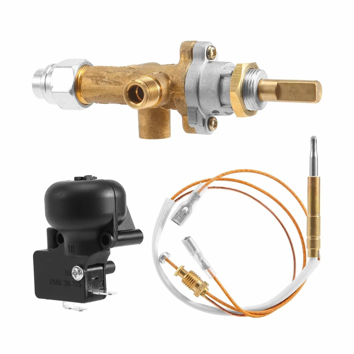 Vanne de commande de chauffage de terrasse à gaz, capteur de thermocouple, bouton de commutateur de décharge, ensemble de ports pilotes de commande de foyer au propane